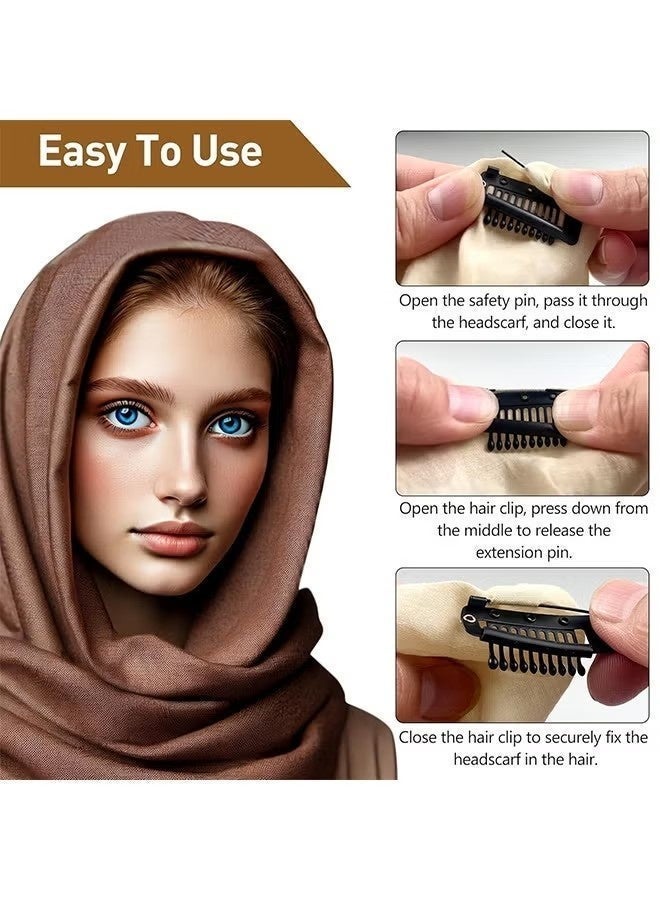 10 Pcs Hair Extensions Clips, Comb Hair Clips for Securing Dupatta, Turban, Scarf, Wedding Veil, and Wig Piece, Secure Headscarf Clips with Teeth for Reliable Hold - Image 2
