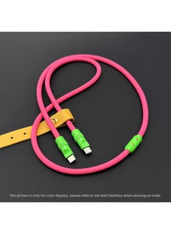 Generic Mobile Phone Color Matching Fast Charging Silicone Tablet IPhone Data Line Apple 16Pro Computer PD For IPad-Color:Rose Red + Green Shell + Slider-Line Length:1.5m (usb To Apple 8-14 Front/12w)  - Image 1