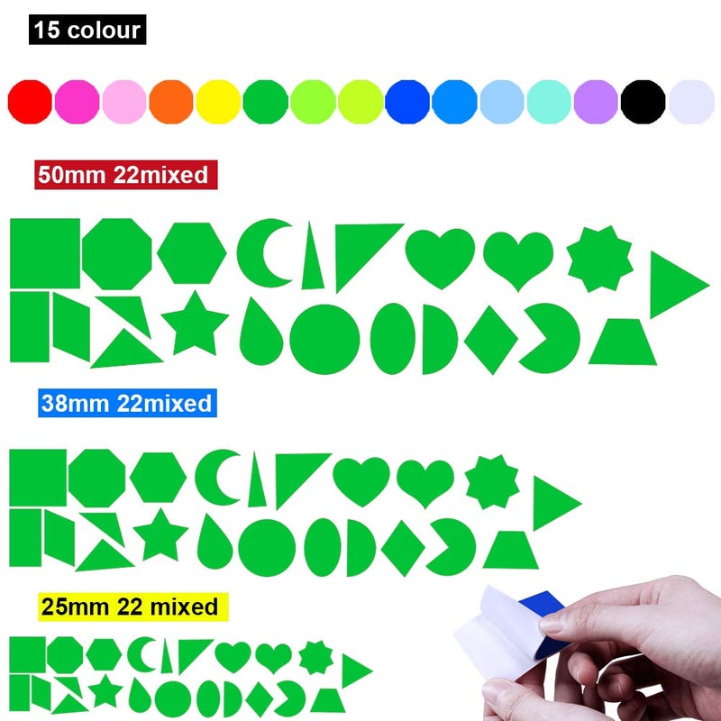 Winlyn 1035 Pcs 15 Colors 3 Sizes 22 Shape Bulk Foam Stickers Self-Adhesive Foam Geometry Shapes Stickers Assortment Craft Supplies for Kids Classroom Art Crafts Projects Collages Mosaics Math Activities - Image 4