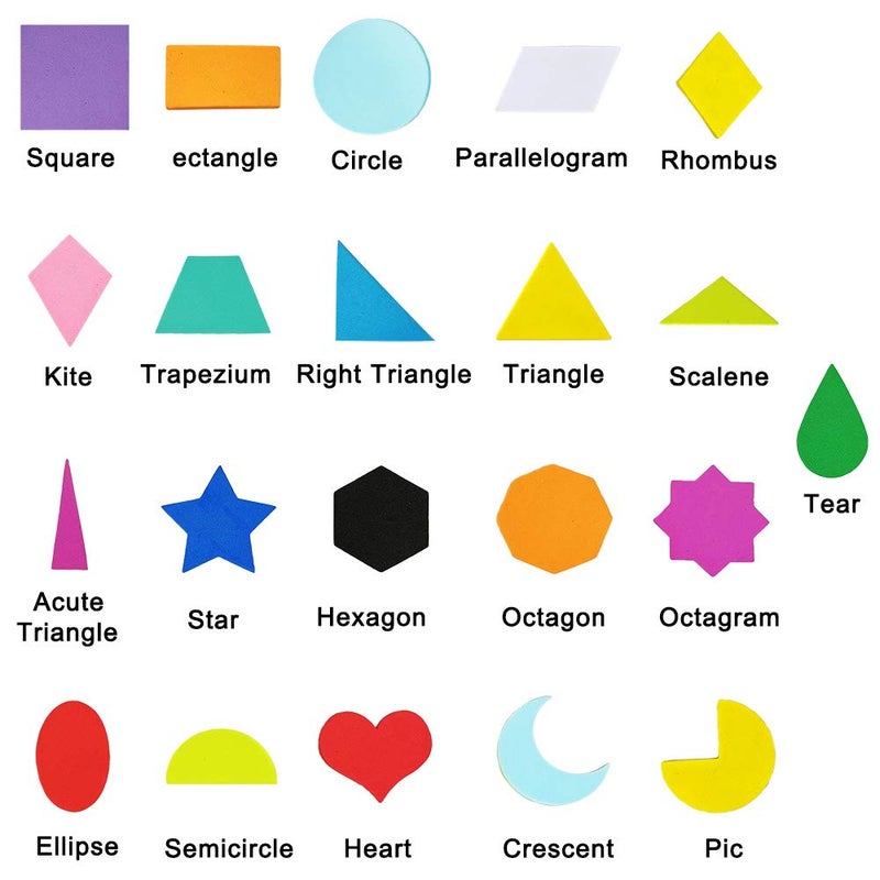 Winlyn 1035 Pcs 15 Colors 3 Sizes 22 Shape Bulk Foam Stickers Self-Adhesive Foam Geometry Shapes Stickers Assortment Craft Supplies for Kids Classroom Art Crafts Projects Collages Mosaics Math Activities - Image 2