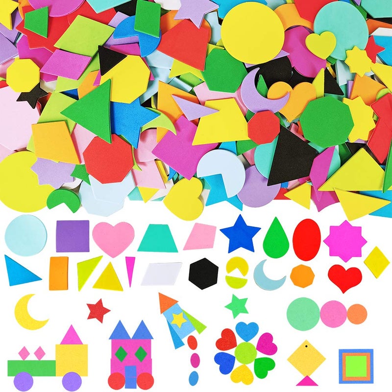 Winlyn 1035 Pcs 15 Colors 3 Sizes 22 Shape Bulk Foam Stickers Self-Adhesive Foam Geometry Shapes Stickers Assortment Craft Supplies for Kids Classroom Art Crafts Projects Collages Mosaics Math Activities - Image 3