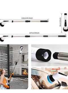 JAJEEK Cordless Electric Cleaning Brush with 7 Replaceable Brush Heads - 360 Electric Scrubbing Mop with Adjustable Handle for Bathtub, Tile, Kitchen & Bathroom Cleaning - Powerful, Rechargeable, Easy-to-Use, White  - Image 2