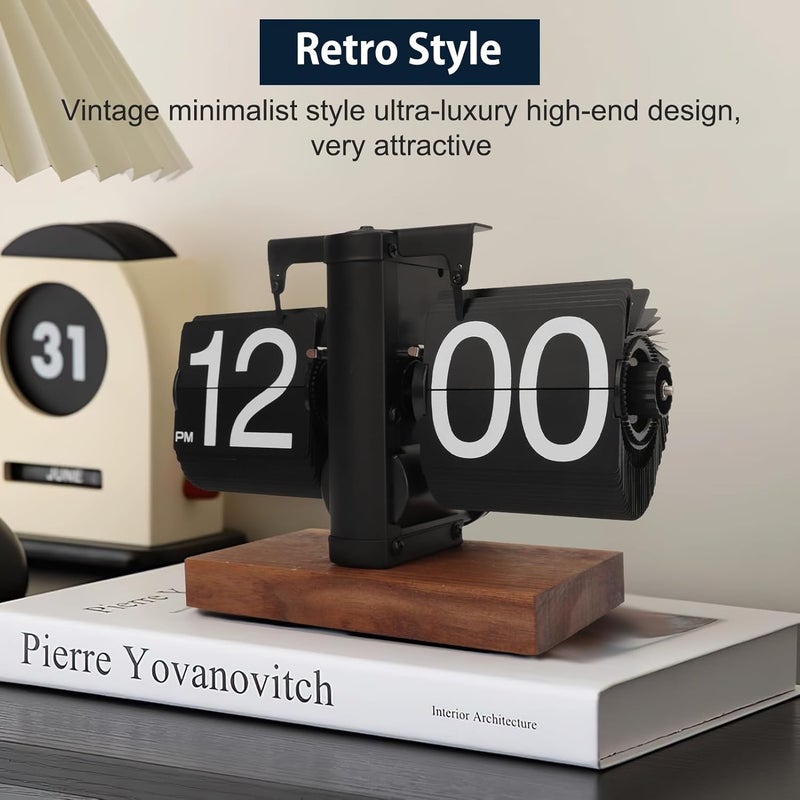 Nuvollo Polyvinyl Chloride (PVC) Flip Desk Clock - Retro Digital Flip Table Clock - Mid Century Modern Decor Auto Battery Powered Gear Operated for Room, Home, Office (A Style), 25 cm - Image 5