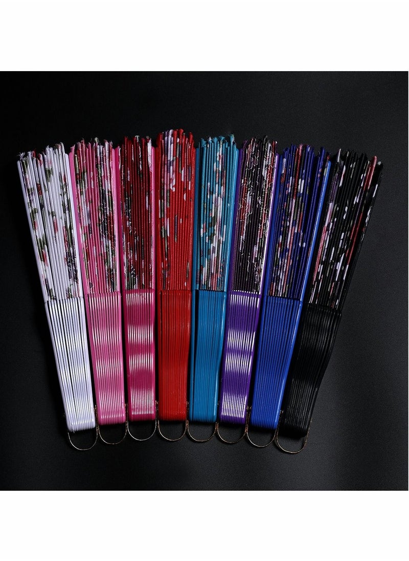 Generic Folding Fans Chinese Fan Spanish Floral Folding Hand Fan Vintage Handheld Lace Folding Fan with Different Patterns Fabric Folding Fan for Wedding Dancing Party 8 Pack  - Image 3