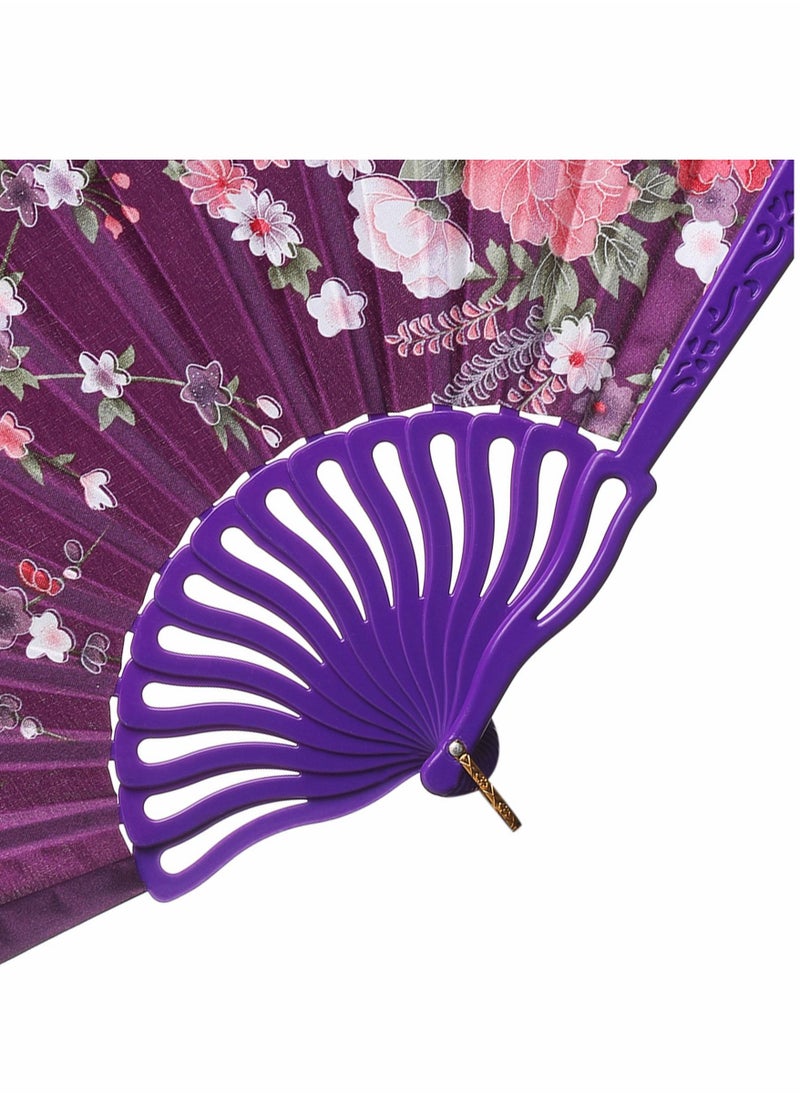 Generic Folding Fans Chinese Fan Spanish Floral Folding Hand Fan Vintage Handheld Lace Folding Fan with Different Patterns Fabric Folding Fan for Wedding Dancing Party 8 Pack  - Image 5