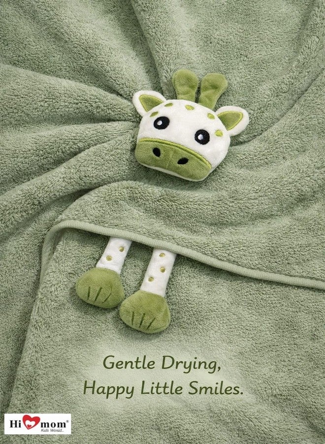 Hi mom Kids World Hi mom Kids Plush Towel with Cute Giraffe Design, Pink, Soft Fleece, for Babies and Toddlers (Green, 60 * 120) - Image 5