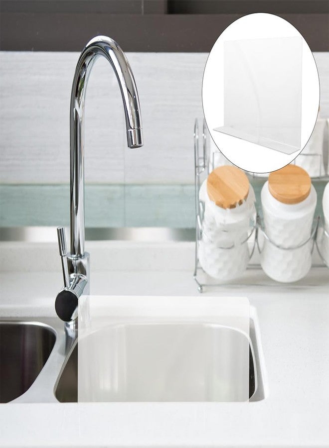 BESPORTBLE Acrylic Kitchen Sink Splash Guard, Transparent Water Baffle, Easy Installation, Anti-splashing Plate for Bathroom And Kitchen, 13. 77 X 8. 26 X 1. 96 Inch - Image 2
