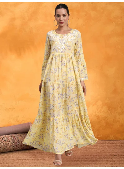 الايا جلابية شيكانكاري مطرزة يدوياً على شكل حرف A من القطن، AL3673