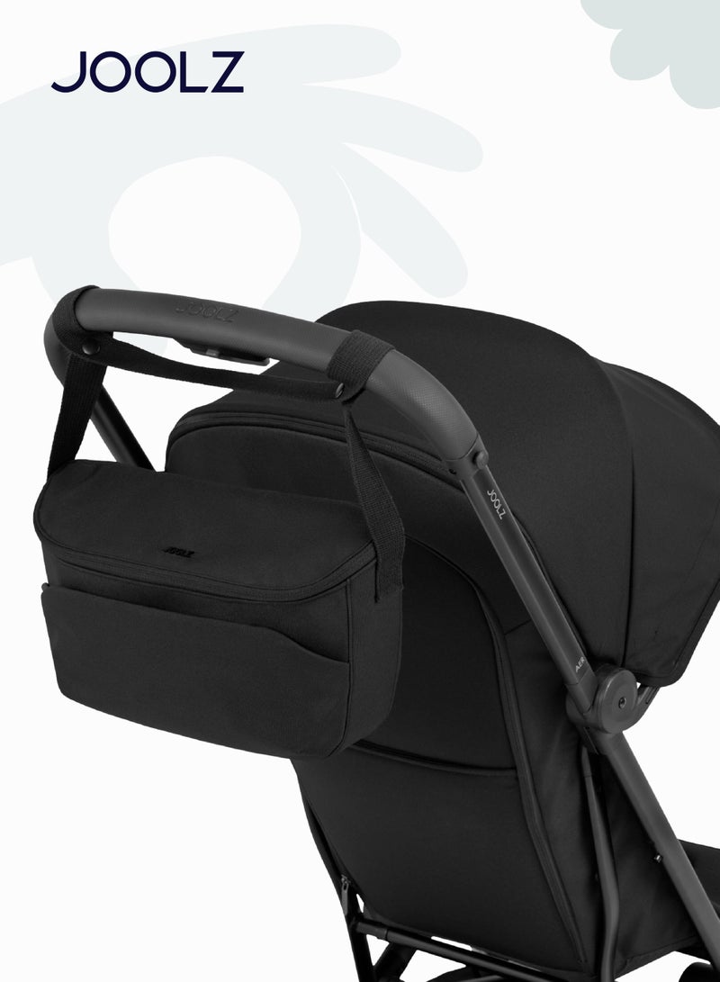 Compact Baby Stroller Organiser | Easy to Attach | Extra Storage for Diapers, Bottles, Toys | Secure Zipper Closure | Compatible with Joolz GEO/AER/HUB/Day | لآ | 30 x 10 x 15 cm Black