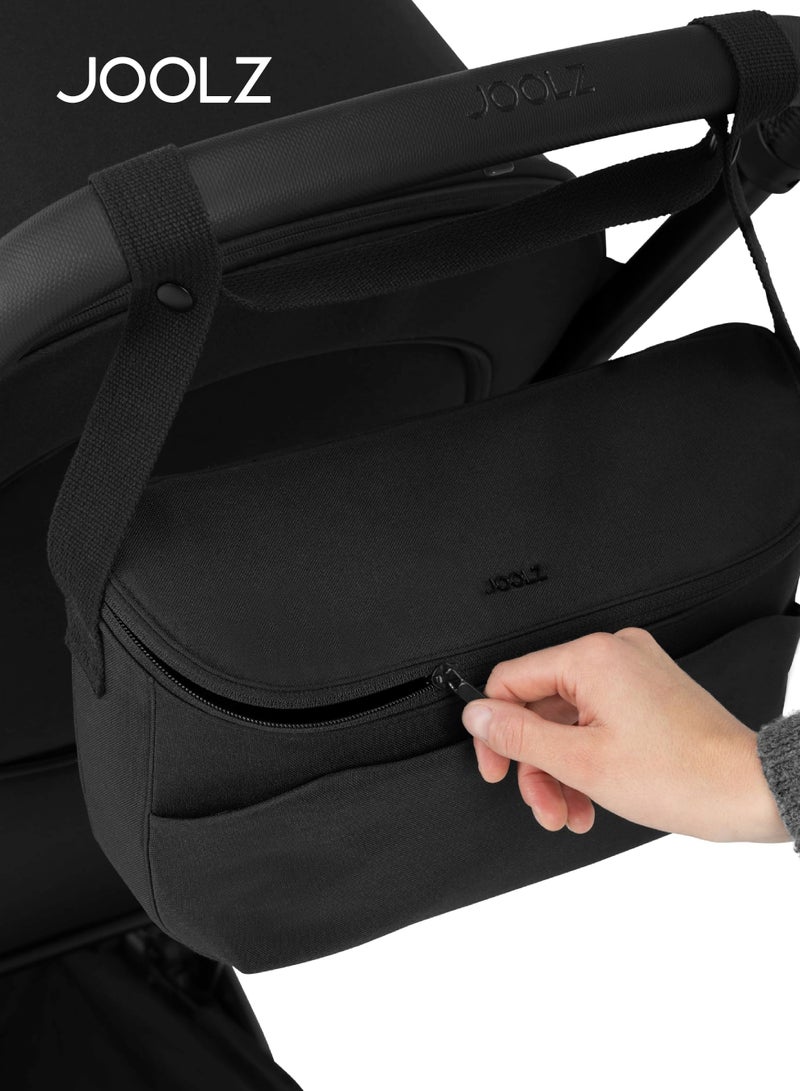 Compact Baby Stroller Organiser | Easy to Attach | Extra Storage for Diapers, Bottles, Toys | Secure Zipper Closure | Compatible with Joolz GEO/AER/HUB/Day | لآ | 30 x 10 x 15 cm Black