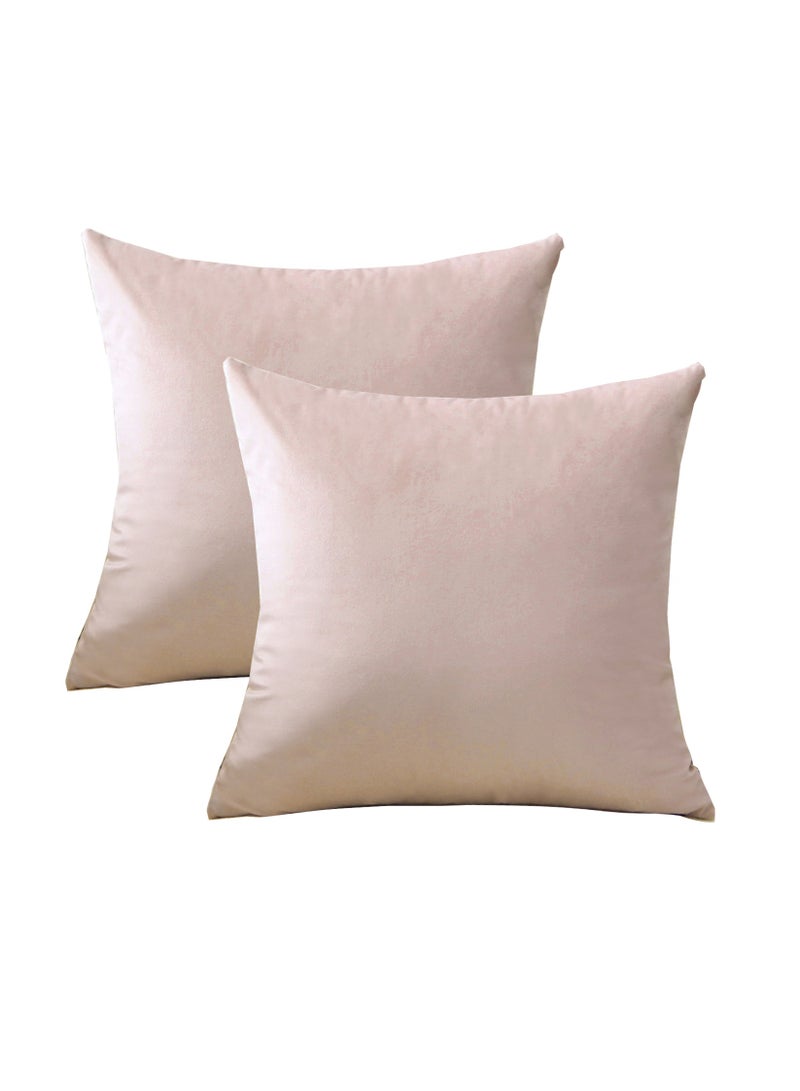Throw Pillow Covers Salmon Pink Set of 2 45x45cm Fall Pillow Covers, Soft Velvet Farmhouse Neutral Decorative Pillowcases for Couch Sofa Bed, Home Boho Decor, Modern Cushion Covers - Image 5