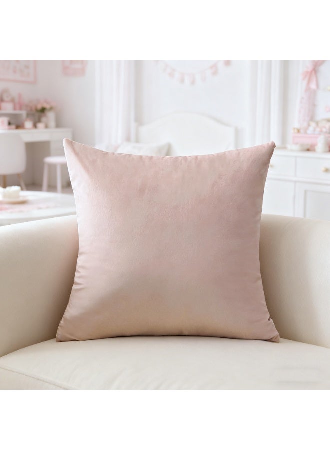 Throw Pillow Covers Salmon Pink Set of 2 45x45cm Fall Pillow Covers, Soft Velvet Farmhouse Neutral Decorative Pillowcases for Couch Sofa Bed, Home Boho Decor, Modern Cushion Covers - Image 2