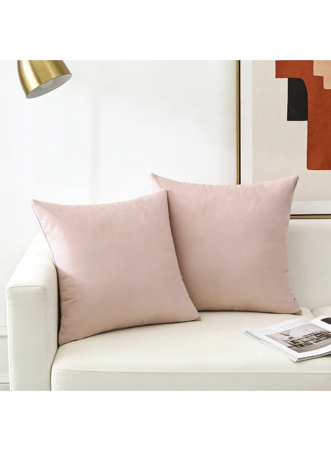 Throw Pillow Covers Salmon Pink Set of 2 45x45cm Fall Pillow Covers, Soft Velvet Farmhouse Neutral Decorative Pillowcases for Couch Sofa Bed, Home Boho Decor, Modern Cushion Covers - Image 3