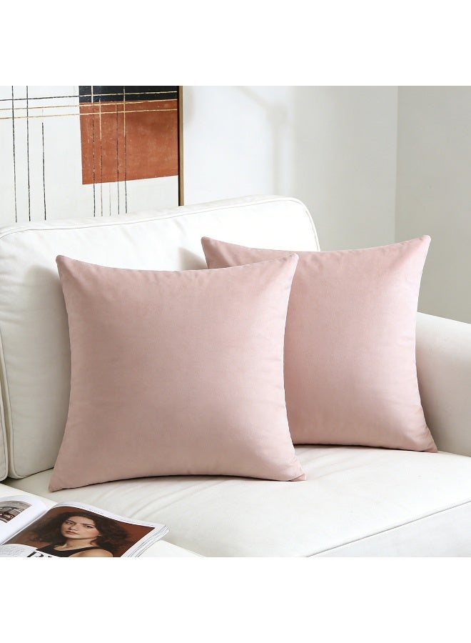 Throw Pillow Covers Salmon Pink Set of 2 45x45cm Fall Pillow Covers, Soft Velvet Farmhouse Neutral Decorative Pillowcases for Couch Sofa Bed, Home Boho Decor, Modern Cushion Covers - Image 4