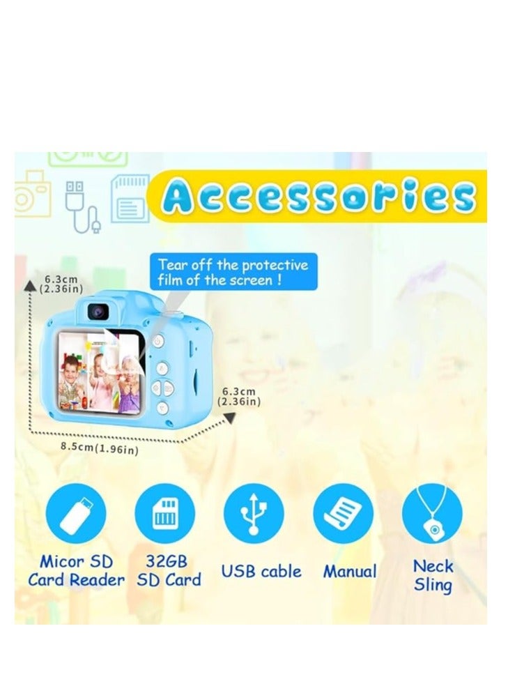 Kids Camera, Christmas Birthday Gifts for Girls Age 3-9, HD Digital Video Cameras for Toddler, Portable Toy for 3 4 5 6 7 8 Year Old Girl with 32GB SD Card (Popular, Blue) - Image 3