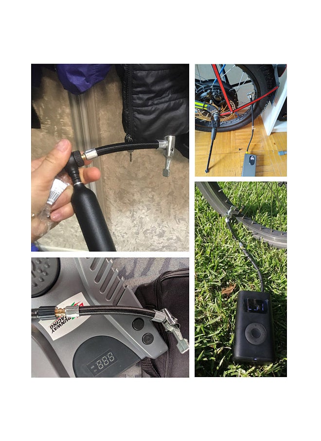 Generic - Bike Motorcycle Car Tire Air Inflator Hose Inflatable Tube Hose Tire Valve Connect Pipe Connection Air Chuck Inflator Compressor Pump Extension Hose Adapter - Image 1