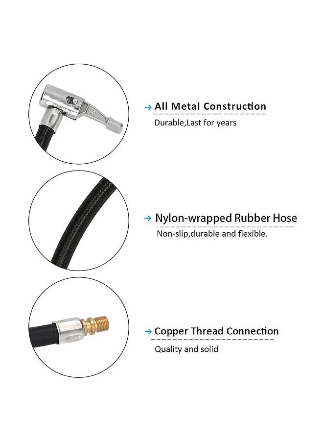Generic - Bike Motorcycle Car Tire Air Inflator Hose Inflatable Tube Hose Tire Valve Connect Pipe Connection Air Chuck Inflator Compressor Pump Extension Hose Adapter - Image 1