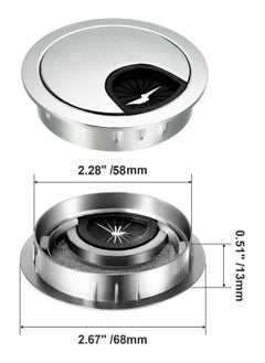 Generic Desk Cable Grommet 60mm 2Pcs Metal Cable Hole Cover Table Grommet Computer Cable Pass Tidies Desk Caps Surface Port Hole Covers Wire Organizers for Desk Office Port Hole Covers Brushed Chrome  - Image 5
