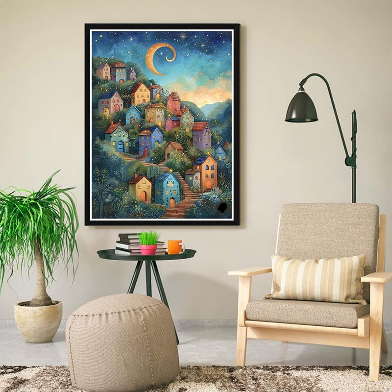 ijbnhd Diamond Art Kits for Adults - House Diamond Painting Kits for Adults, 5D Diamond Painting Dream House, DIY Full Drill Diamond Painting Moon Gem Art Crafts 12x16inch - Image 3