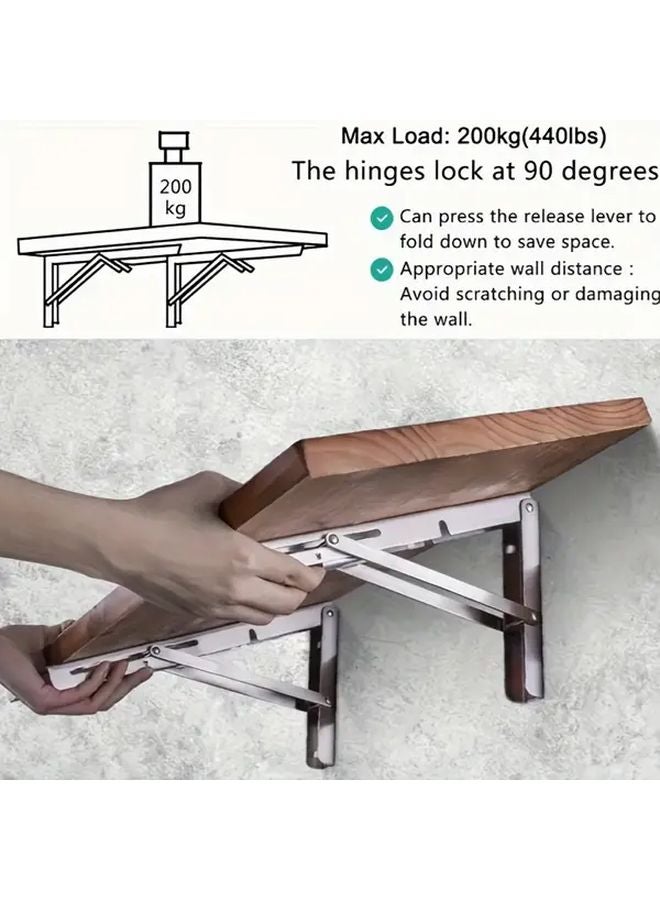 2 Pack Stainless Steel Bracket 12 Inch 10 Pack Corner Brace Heavy Duty Foldable Shelf - Image 3