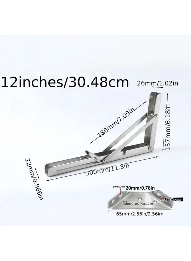 2 Pack Stainless Steel Bracket 12 Inch 10 Pack Corner Brace Heavy Duty Foldable Shelf - Image 1