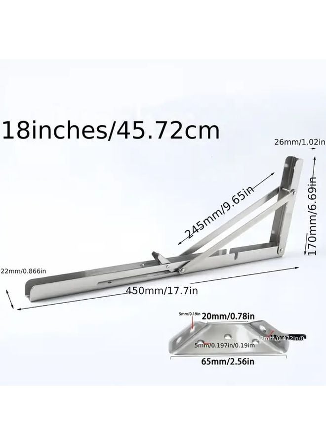 2 Pack Stainless Steel Bracket 12 Inch 10 Pack Corner Brace Heavy Duty Foldable Shelf - Image 4