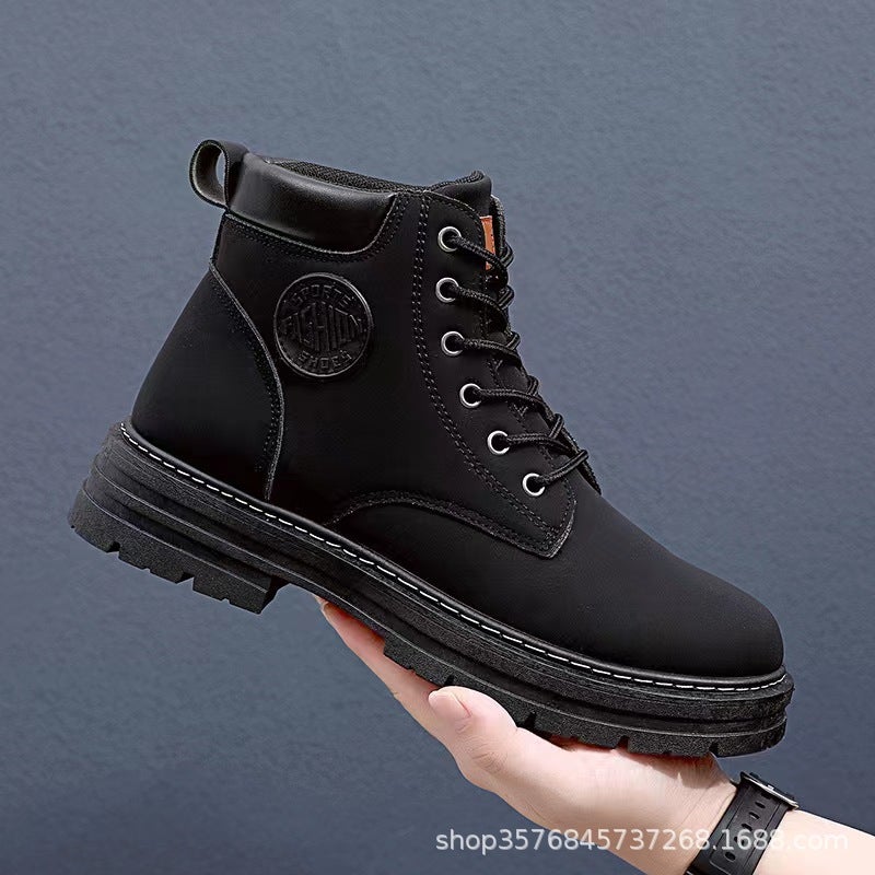 Thick-Soled Boots For Women 2024 British Style Breathable Trbottomyy Rhubarb Boots Motorcycle Single Boots Short Boots For Men And Women - Image 3
