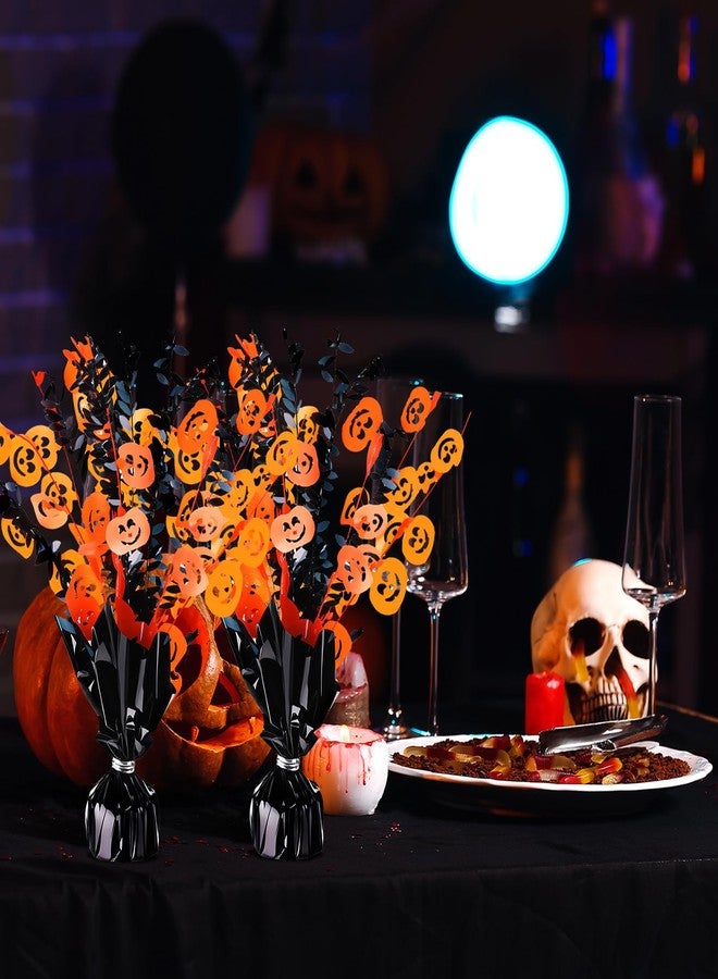 Maysing 4 Pcs Halloween Table Centerpieces Metallic Plastic Gleam Burst Centerpieces Black and Orange Glitter Foil Decorations for Halloween Party Decor - Image 2