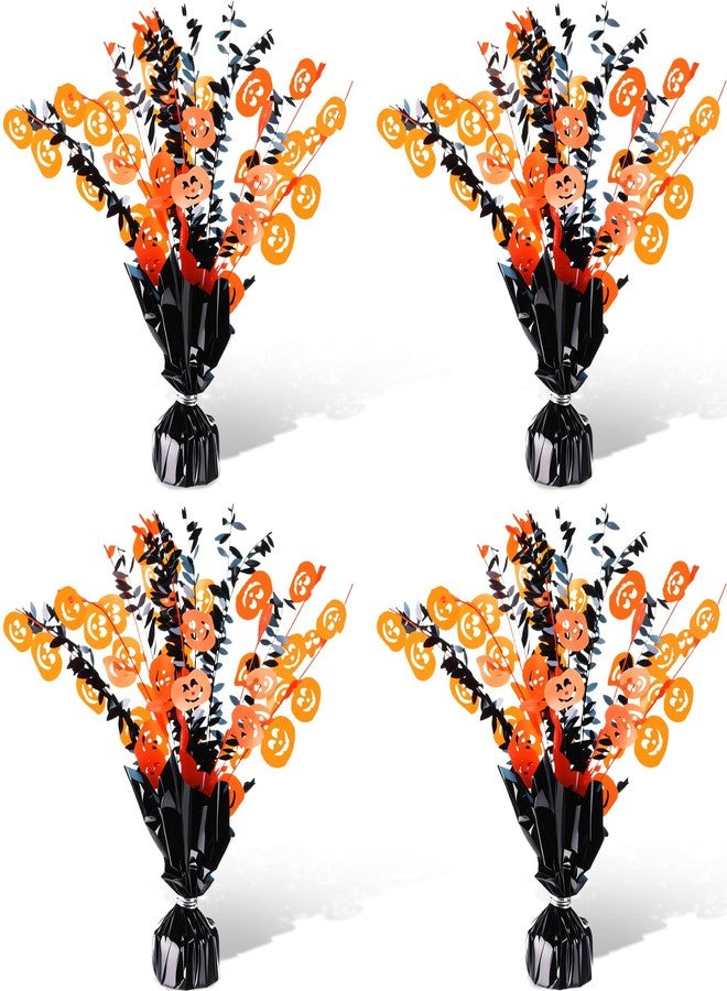 Maysing 4 Pcs Halloween Table Centerpieces Metallic Plastic Gleam Burst Centerpieces Black and Orange Glitter Foil Decorations for Halloween Party Decor - Image 1