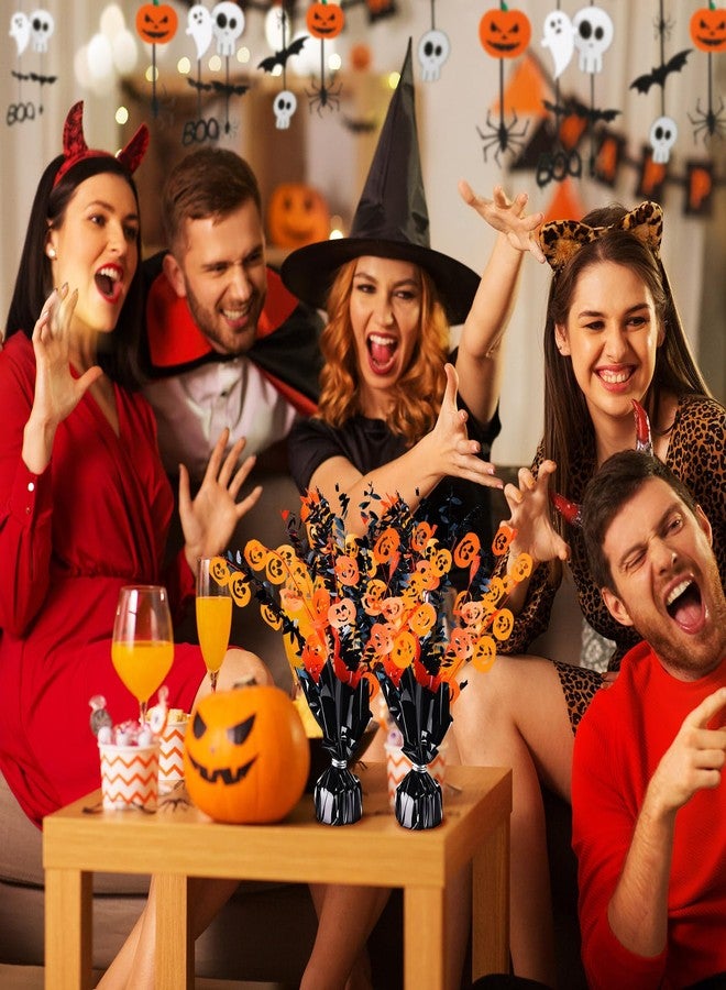 Maysing 4 Pcs Halloween Table Centerpieces Metallic Plastic Gleam Burst Centerpieces Black and Orange Glitter Foil Decorations for Halloween Party Decor - Image 4