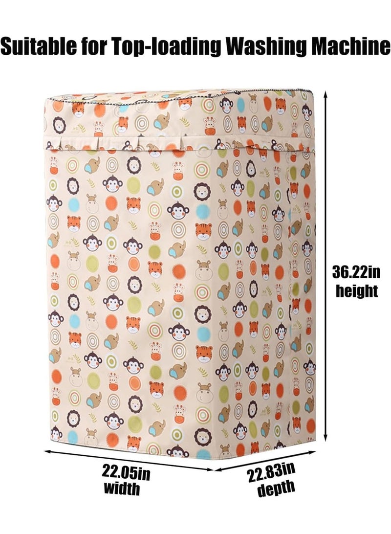 YelaJoy Top Load Washing Machine Cover Waterproof Washer Dryer Cover with Zipper Dustproof Outdoor Full-Automatic Washer Protector Case Laundry Cover 22x22.8x36.2inch (Animal) - Image 2