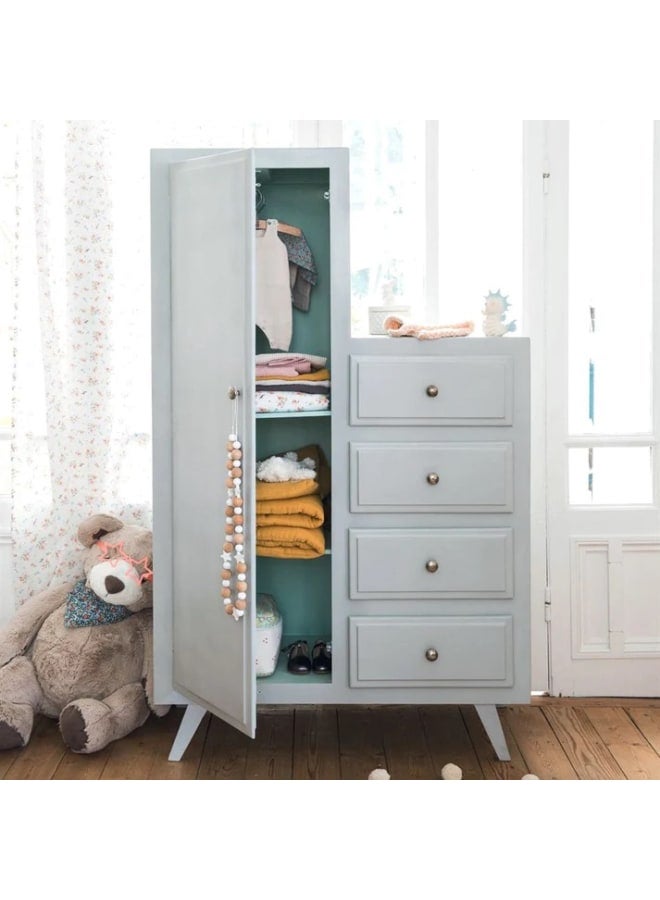 ريترو خزانة ملابس 150x40x85سم – رمادي فاتح - Image 1