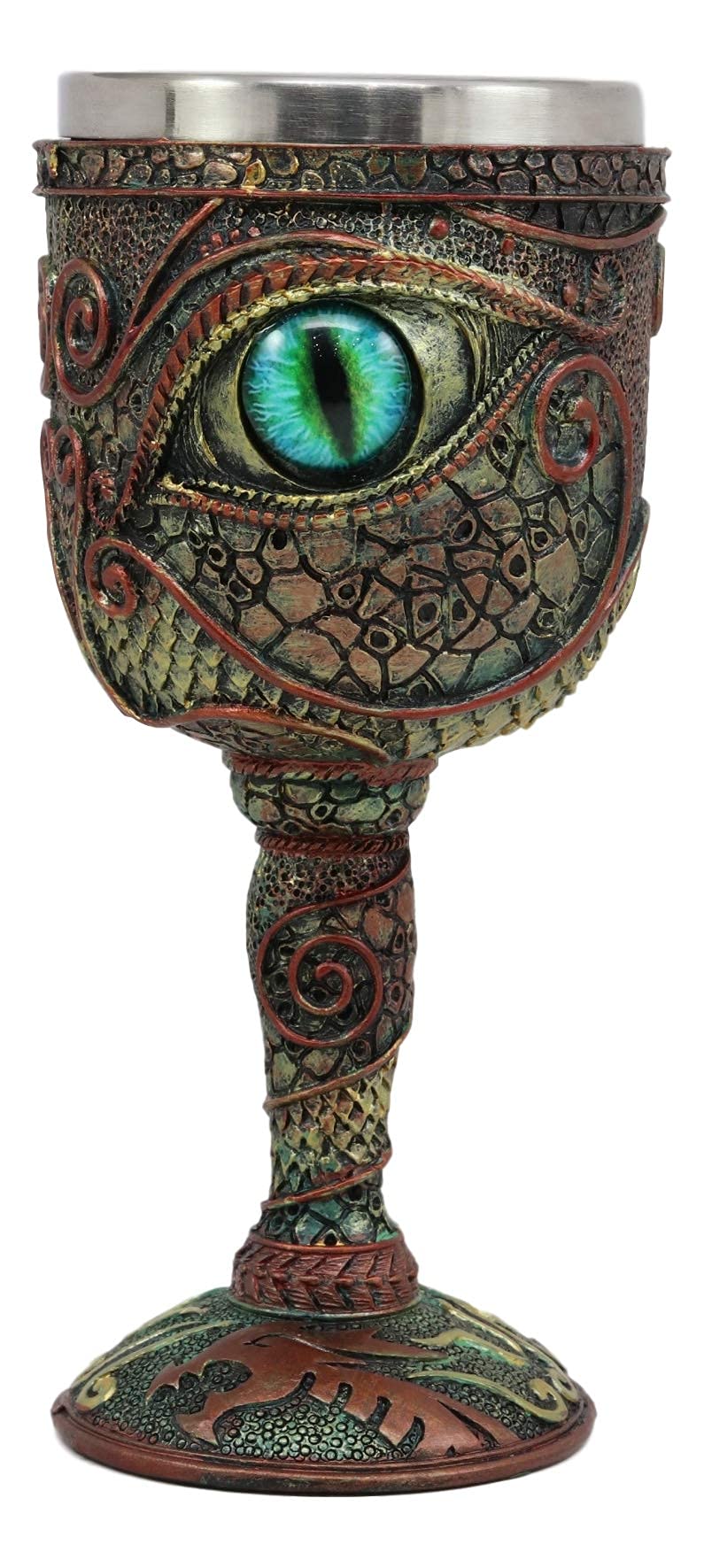 Ebros Wizards Alchemy Eye Of The Dragon Wine Goblet Chalice 7oz Capacity Figurine Resin With Stainless Steel Liner Evil Eye Of Sauron Dungeons And Dragons Decor Prehistoric Dinosaur Creature Godzilla