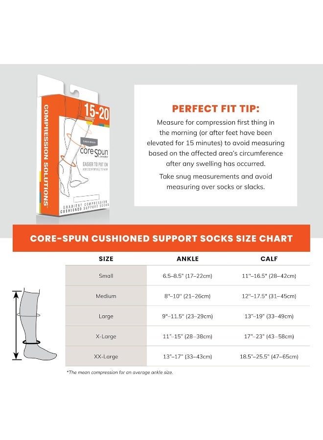 CORE-SPUN BY THERAFIRM Core-Spun Cushioned 15-20mmHg Mild Graduated Compression Support Knee High Socks  - Image 3