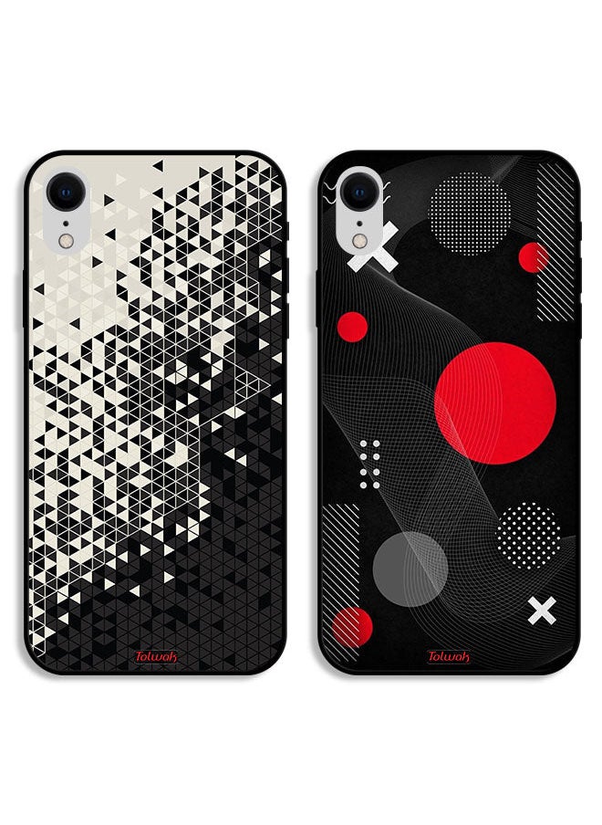Two Cases For Apple iPhone XR Protective Covers Digital Shape Pattern