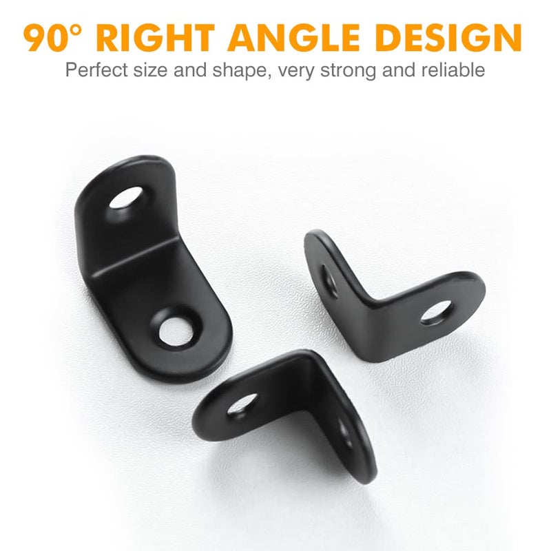 Small L Brackets: 20 Pcs Black Iron, Rust Resistant, Easy Installation - L-shaped Corner Mount Brackets with 40 Screws for Home Improvement, DIY Furniture Shelf Fixing - Image 3