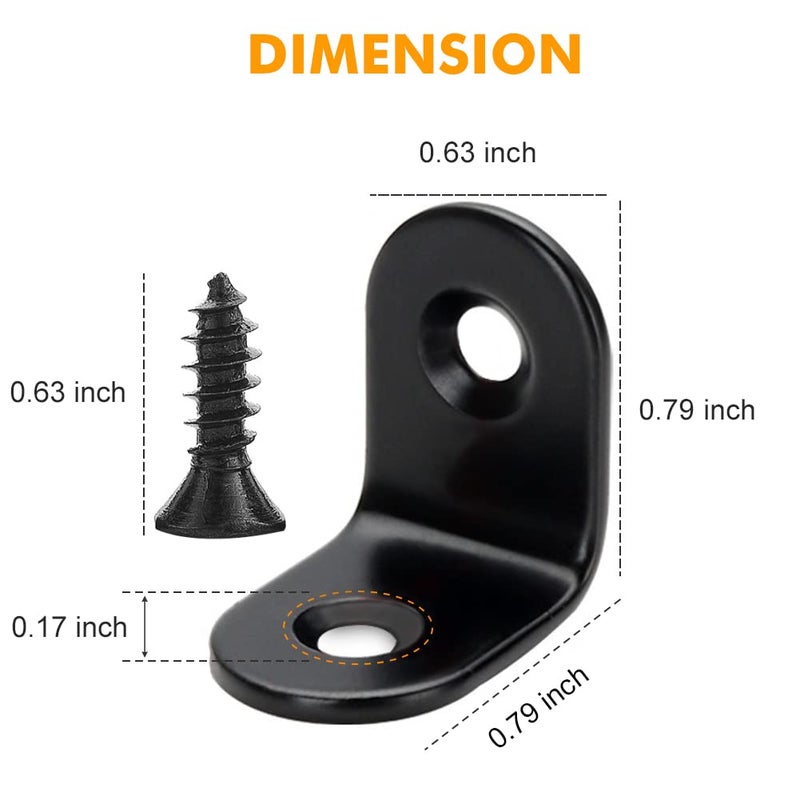 Small L Brackets: 20 Pcs Black Iron, Rust Resistant, Easy Installation - L-shaped Corner Mount Brackets with 40 Screws for Home Improvement, DIY Furniture Shelf Fixing - Image 2