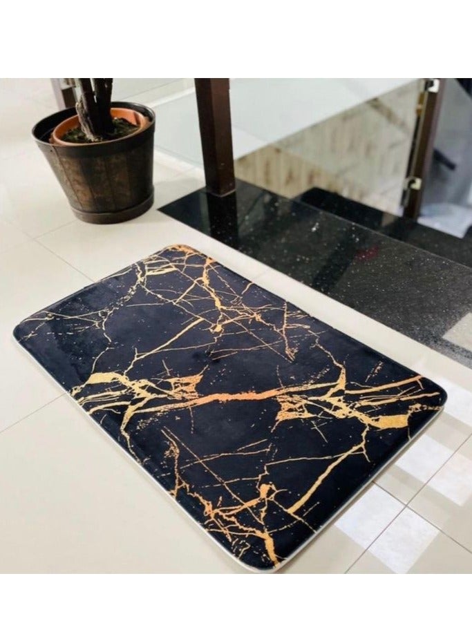RIZARIES SuperSoft Black & Gold Door Mat, Non-slip Washable, 50 x 80cm  - Image 4