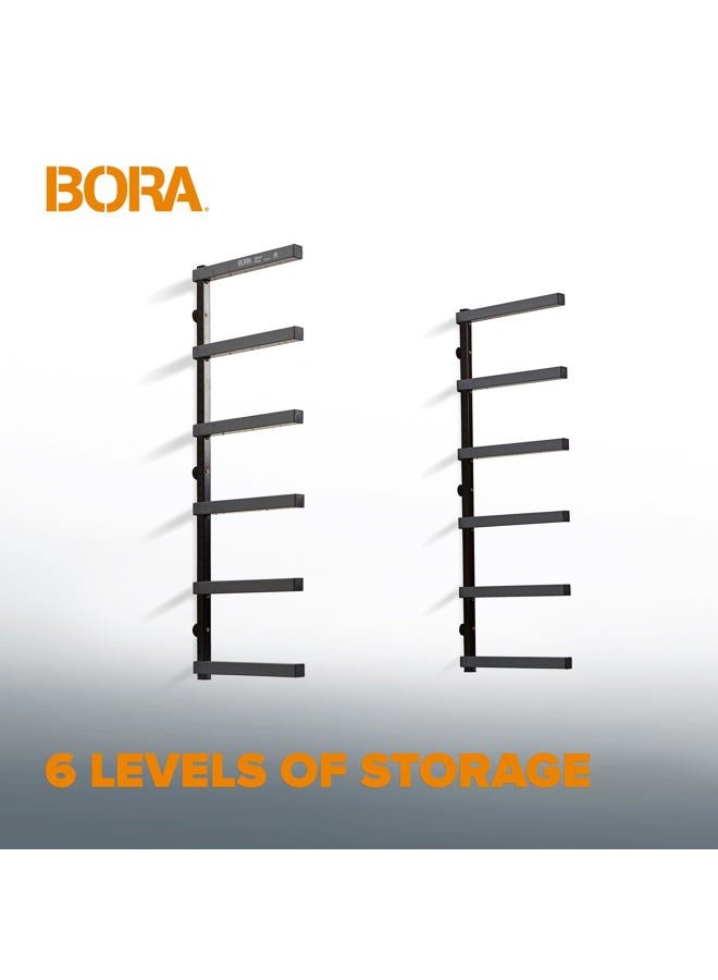 Bora Portamate Wood Organizer and Lumber Storage Metal Rack with 6-Level Wall Mount – Indoor and Outdoor Use, PBR-006B - Image 3