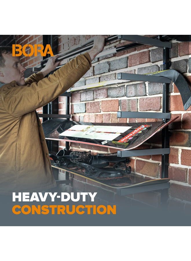 Bora Portamate Wood Organizer and Lumber Storage Metal Rack with 6-Level Wall Mount – Indoor and Outdoor Use, PBR-006B - Image 4