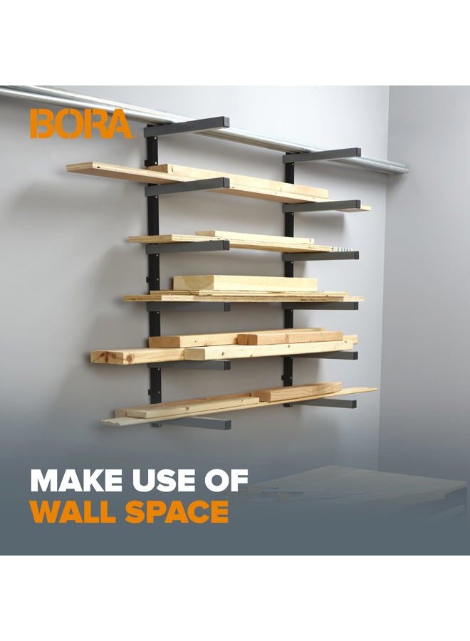 Bora Portamate Wood Organizer and Lumber Storage Metal Rack with 6-Level Wall Mount – Indoor and Outdoor Use, PBR-006B - Image 5