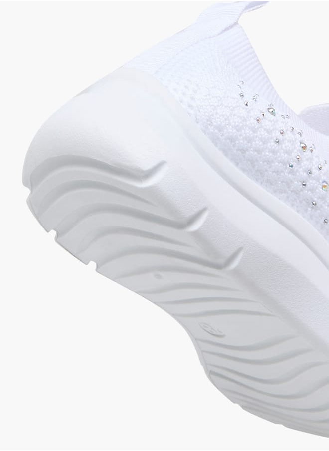 Flora Bella By Shoexpress Girls Embellished Slip-On Sneakers with Pull Tabs  - Image 4