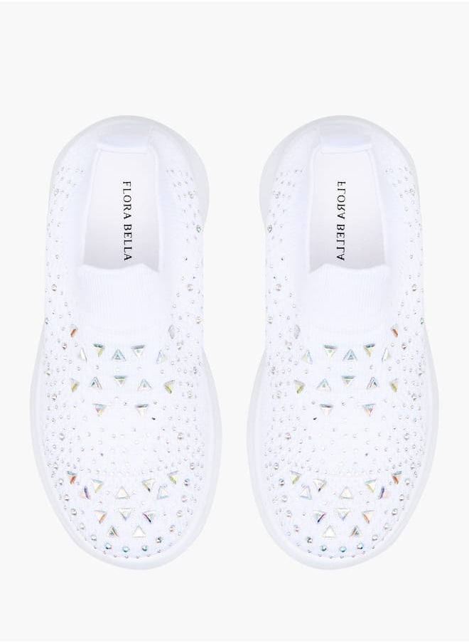 Flora Bella By Shoexpress Girls Embellished Slip-On Sneakers with Pull Tabs  - Image 2