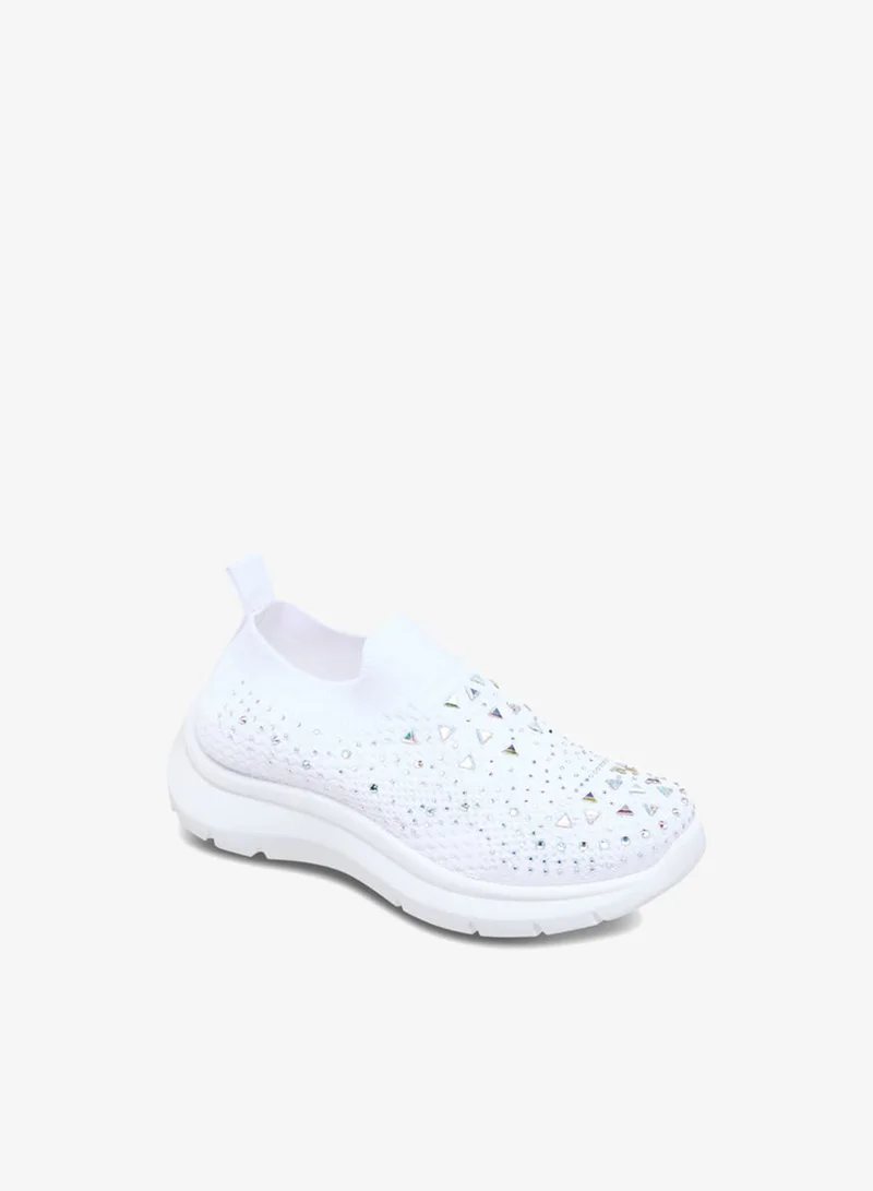 Flora Bella By Shoexpress Girls Embellished Slip-On Sneakers with Pull Tabs Ramadan Collection