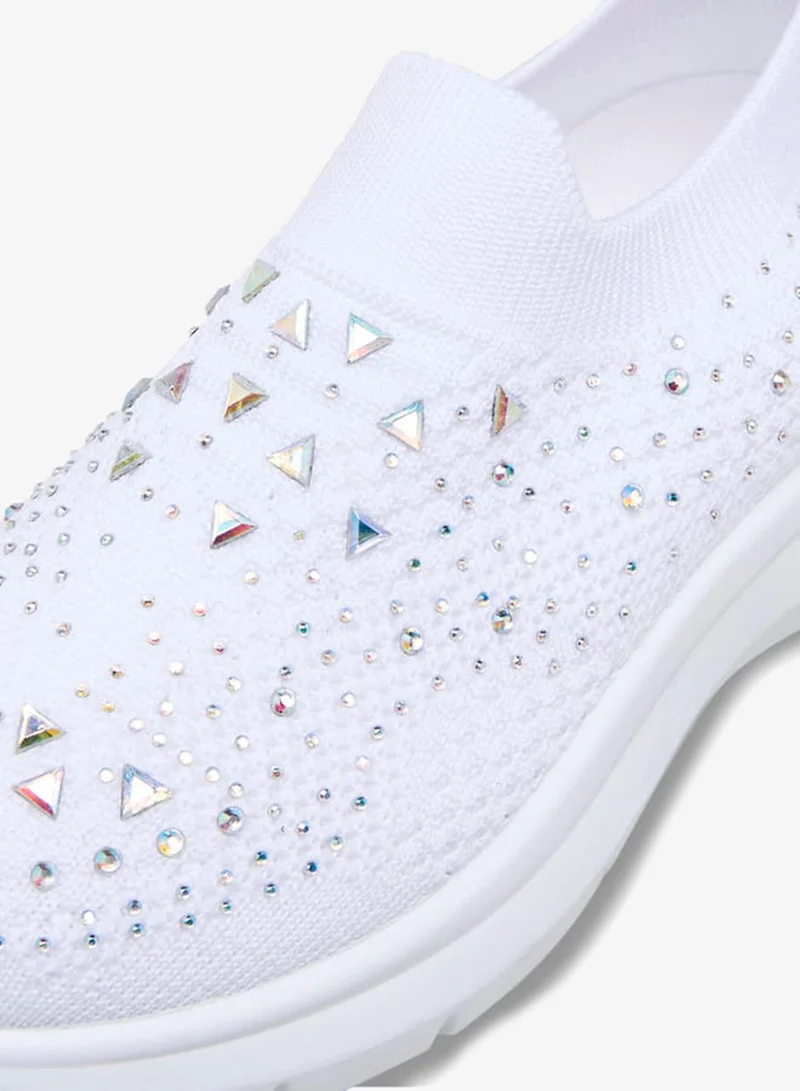 Flora Bella By Shoexpress Girls Embellished Slip-On Sneakers with Pull Tabs Ramadan Collection