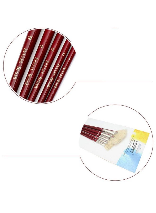Chrome Artist Quality Fan Brushes Anti-Shedding Artist Soft Hog Bristle Paint Brush Set for Acrylic Watercolor Oil Painting,5 Piece Set - Image 5