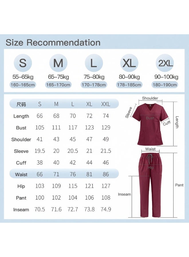 NIBEMINENT Women's Medical Scrubs Uniform Set 2-Piece, Unisex Fit Soft Scrubs Top & Pants - Image 2