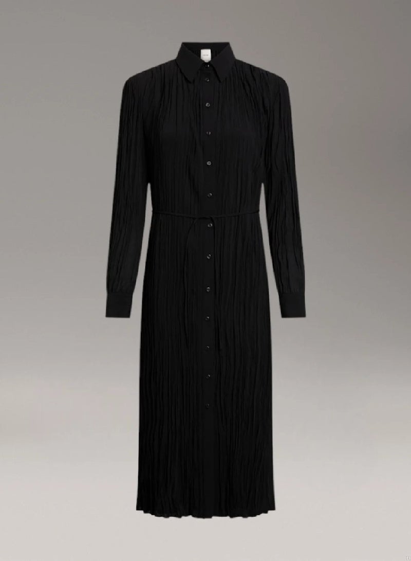 كالفن كلاين فستان بنمط قميص متوسط الطول مزين بكسرات - Image 4