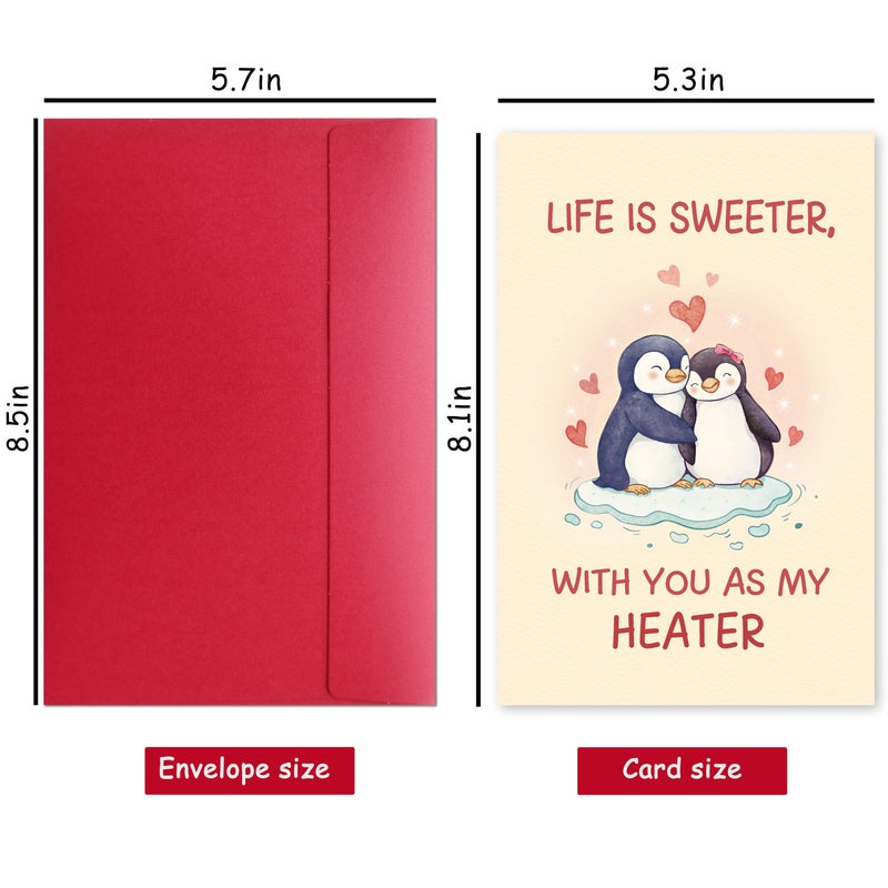 Bewoow Romantic Valentineâ€™s Day Card Gift for Girlfriend Boyfriend, Lovely Anniversary Card Gift for Wife Husband, Life ls Sweeter With You As My Heater - Image 2