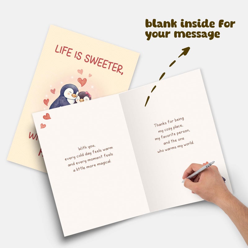 Bewoow Romantic Valentineâ€™s Day Card Gift for Girlfriend Boyfriend, Lovely Anniversary Card Gift for Wife Husband, Life ls Sweeter With You As My Heater - Image 3